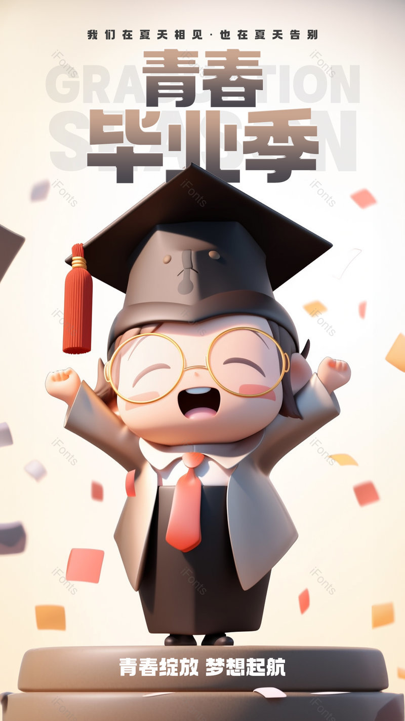 卡通可爱学生毕业毕业季宣传海报,设计模板,设计模板大全,设计模板下载